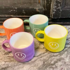 Oliver Bonas Colorful Smiley Face Mugs Set